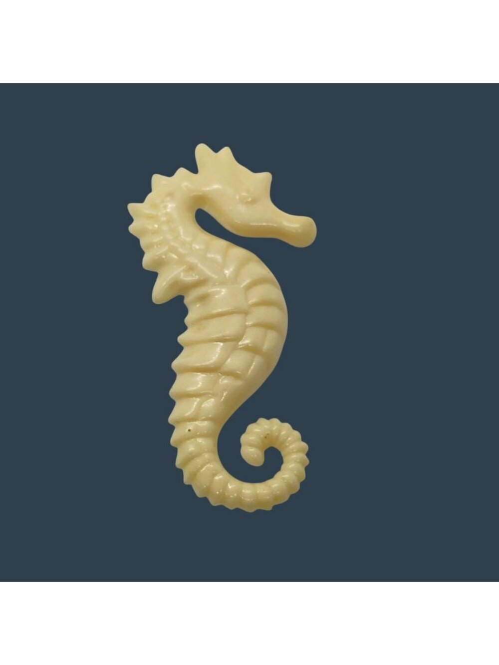 Vintage Plastic Seahorse Brooch Off-White Large 3" Long